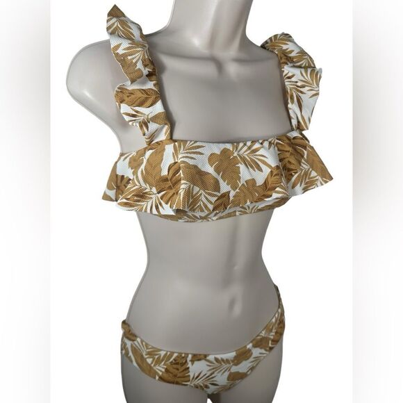 Eberjay Jane Textured Gold Tropical Print Bikini Swimsuit Set - Picture 2 of 10
